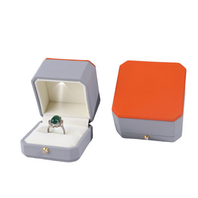 Luxus Schmuckpaket Hanhong Custom Graue Lederbox für Ringe und Anhänger