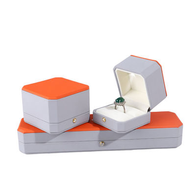 Luxus Schmuckpaket Hanhong Custom Graue Lederbox für Ringe und Anhänger