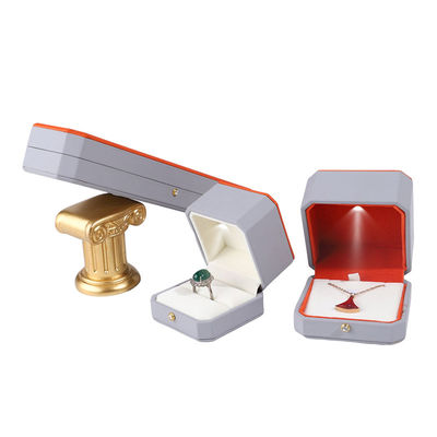 Luxus Schmuckpaket Hanhong Custom Graue Lederbox für Ringe und Anhänger