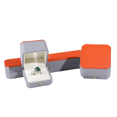 Luxus Schmuckpaket Hanhong Custom Graue Lederbox für Ringe und Anhänger