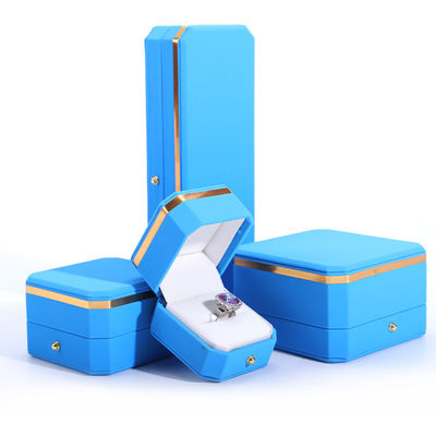 kaufen Blaue PU-Leder-Geschenkverpackung Schmuckschachtel für Hanhong achtseckiges Metallknopf Custom Logo online manufacture