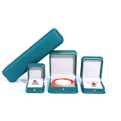 Custom Logo Dunkelgrüne Leder Schmuckbox mit Hanhong Verpackung und Samtverkleidung