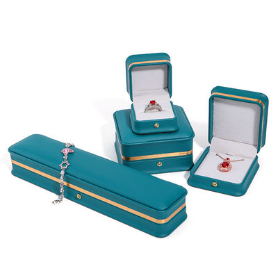 Custom Logo Dunkelgrüne Leder Schmuckbox mit Hanhong Verpackung und Samtverkleidung