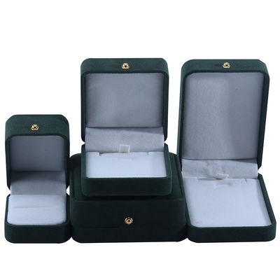 kaufen Custom Logo Grünes Samt Schmuck Verpackungskiste für Halskette Armband Ohrringe Ring online manufacture