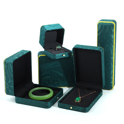 Grüne handgefertigte Schmuckbox für Armband Halskette Stud Ohrringe Luxus Ring Hanhong BH2