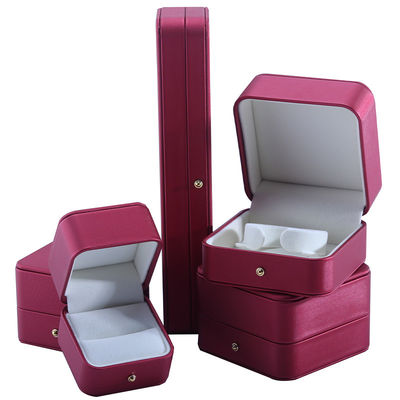 Hanhong Custom Rot PU Leder Schmuck Verpackungskiste für Hochzeitshalskette Ohrringe Ring