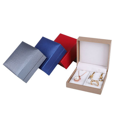 Customized Luxus Bürstenmuster Quadrat Papier Schmuckbox für Hanhong Ring Halskette