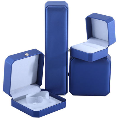 Schmuckschrank in blauer PU-Leder für Ringe und Accessoires