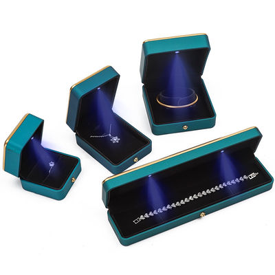 Armband Halskette Ohrring Schmuckkasten mit leichten Luxus-Organisator Pfauenblau
