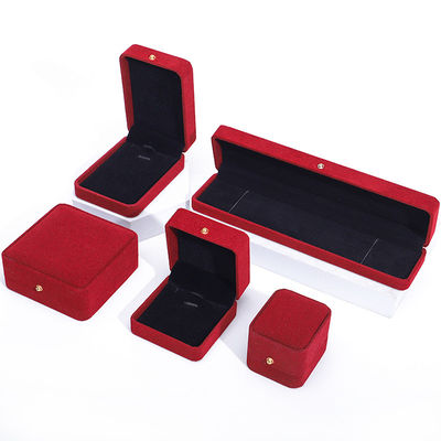 Luxuriöse rote Samt-Schmuckverpackungsbox für Halskette, Armband, Ohrringe, Ring