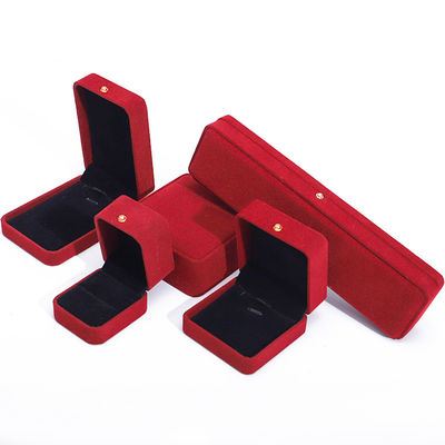 Luxuriöse rote Samt-Schmuckverpackungsbox für Halskette, Armband, Ohrringe, Ring