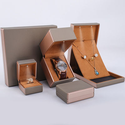 OEM PU Led Led Led Schmuckschachtel, Handy Quadrat Schmuck Luxus Verpackung Box Set