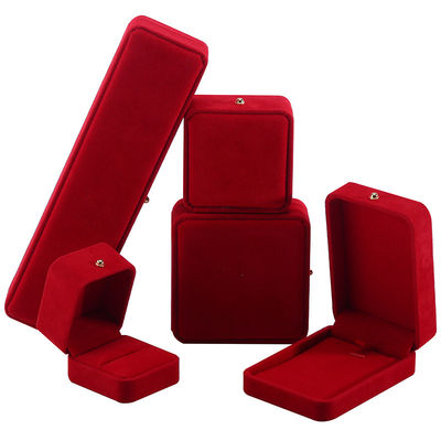 Schmuckverpackung aus rotem Samt für Halskette Armband Stud Ohrringe Ring Custom Logo