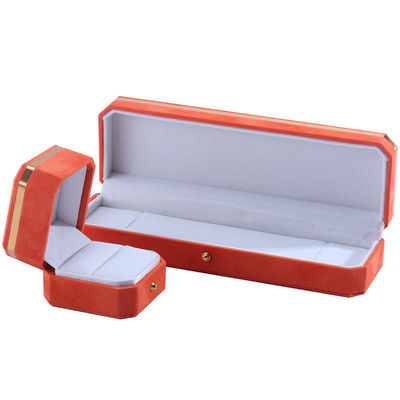 Schmuckpaket für Hochzeitshalsketten Ohrringe und Ringe Hanhong Custom Orange Velvet Box