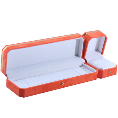 Schmuckpaket für Hochzeitshalsketten Ohrringe und Ringe Hanhong Custom Orange Velvet Box