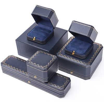 Custom Logo Schmuckpaket Handgefertigte Blaue Quadratpapierbox für Luxus-Kunststoffring-Box