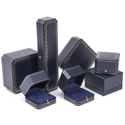 Custom Logo Schmuckpaket Handgefertigte Blaue Quadratpapierbox für Luxus-Kunststoffring-Box