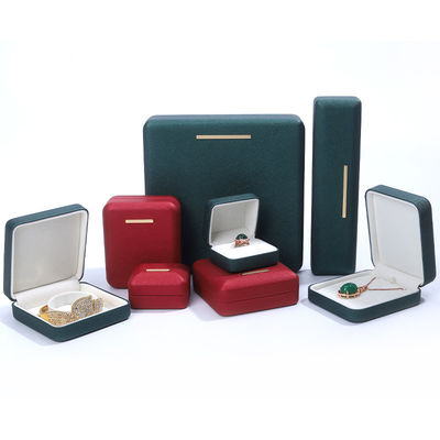 Customized Rot PU Leder Samt Schmuckbox für Armband Ohrring und Anhänger Verpackung