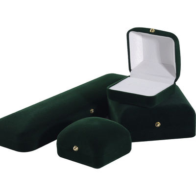 Großhandel Fertigung Luxus handgefertigter Schmuck Verpackung Personalisiertes Custom-Logo High-End Dunkelgrünes Halskette Armband Ohrringe Ring Verpackung Samt Schmuckbox