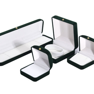 Großhandel Fertigung Luxus handgefertigter Schmuck Verpackung Personalisiertes Custom-Logo High-End Dunkelgrünes Halskette Armband Ohrringe Ring Verpackung Samt Schmuckbox