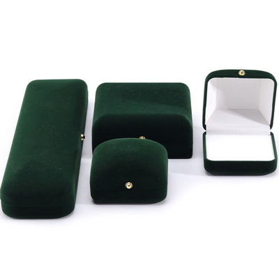 Großhandel Fertigung Luxus handgefertigter Schmuck Verpackung Personalisiertes Custom-Logo High-End Dunkelgrünes Halskette Armband Ohrringe Ring Verpackung Samt Schmuckbox