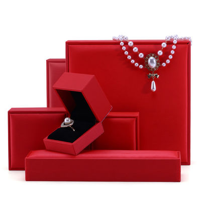 Custom Marke Rot Falsches Leder Schmuckschachtel Luxus Schmuckschmuckschachtel Verpackung