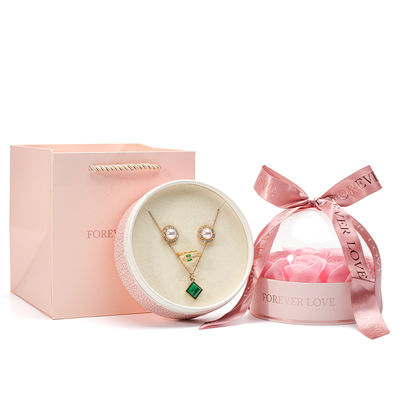 OEM-Logo Runde Save Rose Blume Schmuckbox für Hochzeit Geburtstag Brautjungfer Geschenk