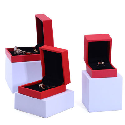 Custom Marke Rot Falsches Leder Schmuckschachtel Luxus Schmuckschmuckschachtel Verpackung