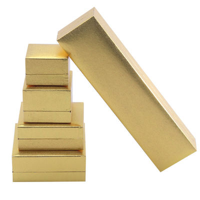 Großhandel Luxus-Schmuck-Box personalisierte High-End-Konnektur Armband Ohrringe Ring Schmuck-Set Verpackung Kartonpapier gelb Flip Schmuck-Box mit Logo