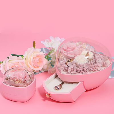 Custom Logo Herz geformte Schmuckschublade Rose Blumenbox für Ring