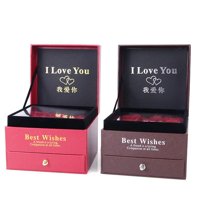 kaufen Maßgeschneiderte Größe Luxus Quadrat Schmuckschacht Schmuck Geschenkverpackung mit Rose online manufacture