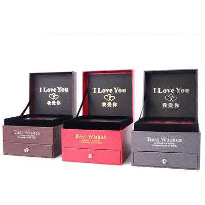 Maßgeschneiderte Größe Luxus Quadrat Schmuckschacht Schmuck Geschenkverpackung mit Rose