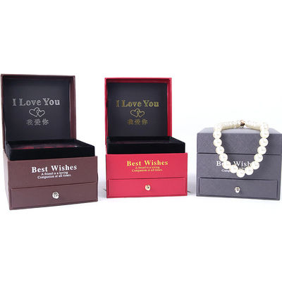 Maßgeschneiderte Größe Luxus Quadrat Schmuckschacht Schmuck Geschenkverpackung mit Rose