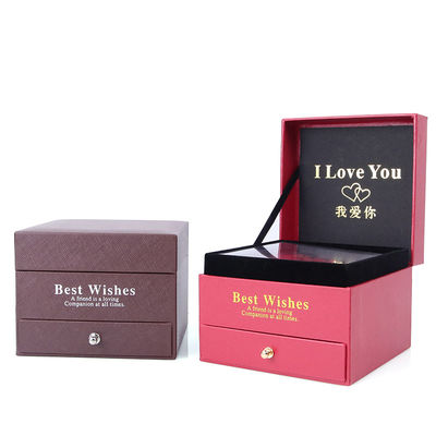 Maßgeschneiderte Größe Luxus Quadrat Schmuckschacht Schmuck Geschenkverpackung mit Rose