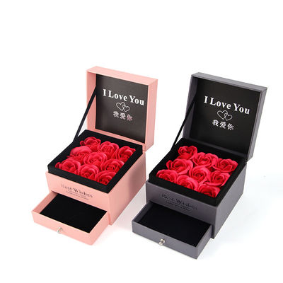 Maßgeschneiderte Größe Luxus Quadrat Schmuckschacht Schmuck Geschenkverpackung mit Rose
