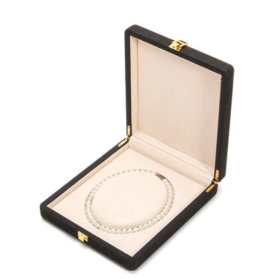 kaufen Schwarzer Hanhong kundenspezifischer abgerundeter Eckring aus Mikrofaserleder Ring Schmuckverpackungskiste Luxus-Set Perlenhalskette Schmucklagerbox online manufacture