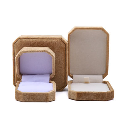 elegant handgefertigte gelbe achteckige Samt Schmuckbox für Halskette Ohrringe Armband Ring