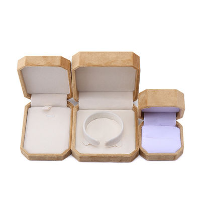 elegant handgefertigte gelbe achteckige Samt Schmuckbox für Halskette Ohrringe Armband Ring