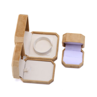 elegant handgefertigte gelbe achteckige Samt Schmuckbox für Halskette Ohrringe Armband Ring