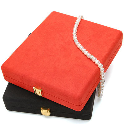 Hanhong Custom Orange Mikrofiber Leder Schmuck Verpackungskiste für Luxus Perlenhalskette