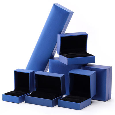 kaufen Blaue Luxus-Papier-Schmuckschachtel Custom Logo Ohrringe Halskette Anhänger Ring Verpackung online manufacture