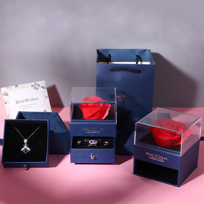 Valentinstag Rose Box Schublade Schmuck Verpackungskiste mit quadratischer Form
