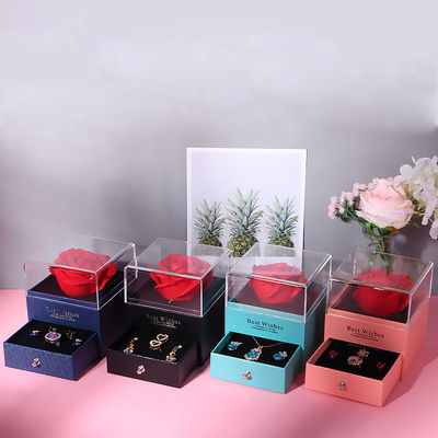 Valentinstag Rose Box Schublade Schmuck Verpackungskiste mit quadratischer Form