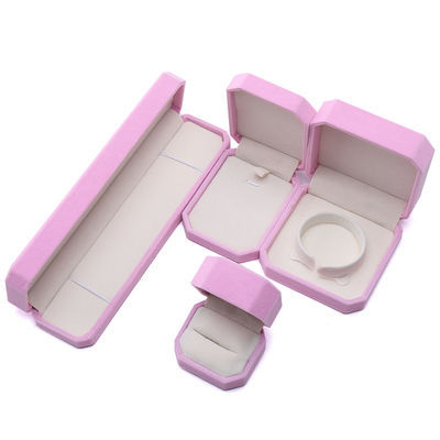 elegant handgefertigte rosa achteckige Samt Schmuckbox für Halskette Ohrringe Armband Ring