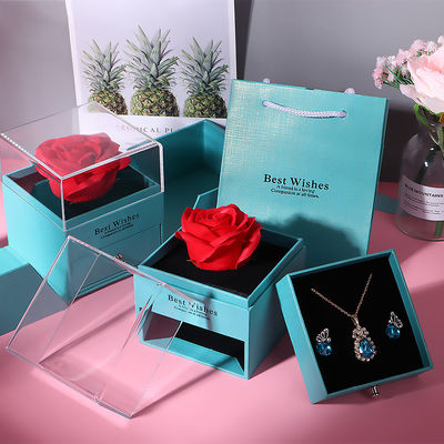 Valentinstag Rose Box Schublade Schmuck Verpackungskiste mit quadratischer Form