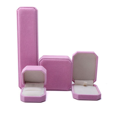 elegant handgefertigte rosa achteckige Samt Schmuckbox für Halskette Ohrringe Armband Ring