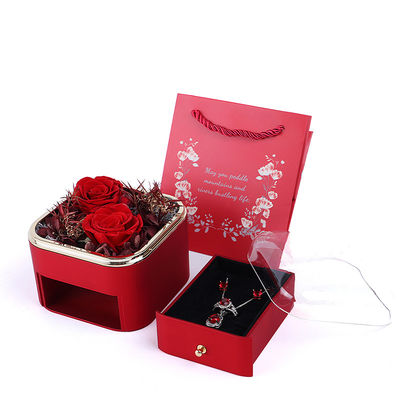 Maßgeschneiderte Größe Blumen Schublade Schmuckschachtel Rose Design Für Valentinstag Geschenk