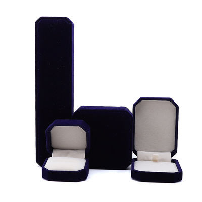 Neueste Stil angepasste blaue Flannelette achteckige Schmuckschachtel für Halskette Armband Ring