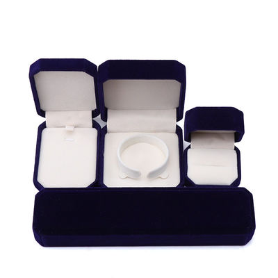 Neueste Stil angepasste blaue Flannelette achteckige Schmuckschachtel für Halskette Armband Ring