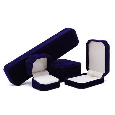 Neueste Stil angepasste blaue Flannelette achteckige Schmuckschachtel für Halskette Armband Ring